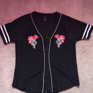Rose Embroided baseball jersey